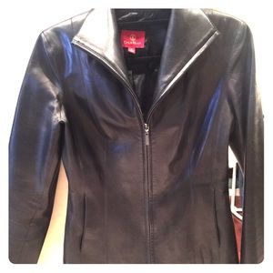 Cole Haan leather coat waist length